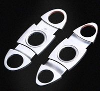 2 New Silver Stainless Steel Pocket Cigar Cutter Knife Scissors Double Blades