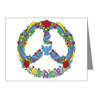 Note Cards (10 Pack) Pop Art Peace Symbol Flowers Stars