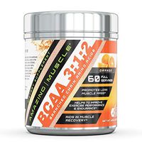 Amazing Muscle BCAA 3-1-2-60 Servings with Enhanced Chain Amino Acids Like L-Leucine, L-Valine, L-Isoleucine and More - Promotes Lean Muscle Mass - Helps to Improve Exercise Performance (Orange)