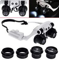 ZTYD Magnifying Glass, Fishing Glasses, Replaceable Multiple Lens Wear Repair Magnifying Glass Glasses with LED Light Enlargement Mirror