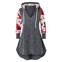 Hoodies for Women Pullover Christmas Blouse V-Neck Long Sleeve Sweatshirt Drawstring Tunic Shirts Autumn (Small, Gray)