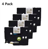 wangsale 4X Compatibel for Brother P-Touch Embellish Gold Print on White Satin Ribbon TZEe Label Tape TZE R234-1/2" inch Wide x 13.1ft Long (12mm x 4m)