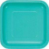 Creative Converting 324781 Touch of Color 180 Count Square Dessert Paper Plates, Teal Lagoon