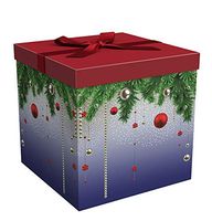 Gift Box 9x9x9 Silent Night Christmas Collection - Easy to Assemble & Reusable - No Glue Required - Ribbon, Tissue Paper, and Gift Tag Included - EZ Gift Box by Endless Art US