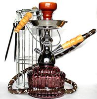 MYA QT 14" CAGED HOOKAH SHISHA SET SINGLE HOSE DURABLE LONG LASTING SMOOTH SMOKE (Purple)
