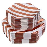 PARTY DISPOSABLE 72 PC DINNERWARE SET | 36 Dinner Plates | 36 Side Plates | Heavyweight Paper Plates | Hexagon Design | for Upscale Wedding and Dining (Stripe Collection – White/Rose)