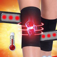 1 Pair Self -Heating Knee pad Tourmaline Magnetic Adjustable Knee Leggings Therapy Brace Support Massages,Black,1pair
