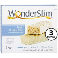 WonderSlim Low-Carb 15g Protein Diet Bar - Fluffy Vanilla Crisp - High Fiber Weight Loss Snack Bar - Gluten Free 3 Boxes Value Pack (Save 10%)
