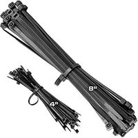 Pro-Grade, Black Zip Ties Multisize Set of 100. High-Strength Cable Tie Pack Has 50 x 4 and 8 inch UV-Resistant Nylon Fasteners. Durable Wraps For Storage, Organization and Wire Management.
