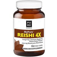 MyPure Reishi 4X Organic Mushroom Supplement by Pure Essence - 100% Real Mushroom Extract for Immune System Support, Combat Stress, Build Energy - 60 Caps