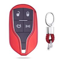 First2savvv Red Premium Soft TPU Car Key Case Shell Cover with Key Chain for Maserati Levante. Quattroporte. Ghibli GT GC