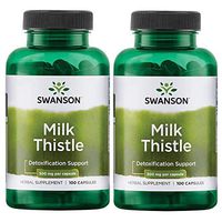Swanson Milk Thistle Liver Support Cleanse and Detox Supplement Seed Extract 500 mg per Capsule (1000 mg per 2 Capsule Serving Size) 100 Capsules (2 Pack)