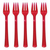 Creative Converting 24 Count Glitter Forks, Mini, Glitz Red