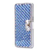 Amocase Wallet Case with 2 in 1 Stylus for iPhone 5C,Luxury 3D Handmade Square Diamond Crystal Rhinestone Bowknot Magnetic Stand Leather Case for iPhone 5C - Dark Blue