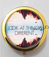 BlackKey Look at Things Different Quotes 3-Compartment Decorative Pocket Gift Box Case Organizer for Pill, Color 2 -557