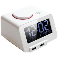 Bluetooth Alarm Clock with Dual USB Charging Ports (White C1 Pro) Bluetooth Technology for Most Smartphones Including: iPhone 6, iPhone 5, Samsung Galaxy and Note, Temperature Display,and LCD Dimming