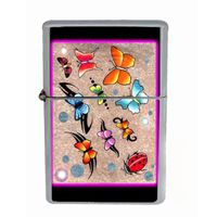 Butterfly Colorful Modern Art Wind Proof Dual Torch Refillable Lighter D-142