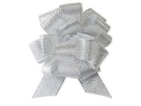 Metallic Silver Sparkle Pull Bow (12 Pack ) 4-1/2"