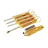 Portable 4-in-1 Ear Pick Ear Cleansing Tool Multi Tool Set Cross Screwdriver Toothpick Ear Pick Pin Key Chain Earwax Removal Kit (Gold)(36.5mm*6.4mm,Gold)