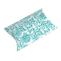Homeford Damask Print Pillow Boxes, 3-Inch, 12-Piece (Aqua)