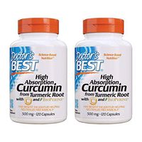 Doctor's Best Curcumin From Turmeric Root, Joint Support, 500 Milligram Caps with C3 Complex and BioPerine, 120 Capsules, 2 Packs