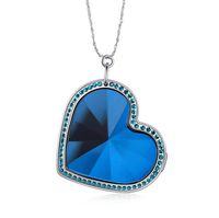 Heart Shaped GPS Tracker Necklace SOS Anti-Lost Pendant 925 Silver Pendant Mini Real Time Tracking GPS Locator,Blue