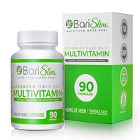 BariSlim Advanced Once Daily Bariatric Multivitamin Capsule - 45 mg of Iron - Bariatric Vitamin for Post Bariatric Surgery Including Gastric Bypass and Gastric Sleeve - 3 Month Supply - 90 Count