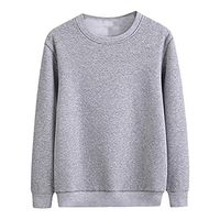 Men's Crewneck Fleece Sweatshirt Pullover Solid Sweater Long Sleeve Knitted Pullover Basic Slim Fit Casual T Shirts Gray