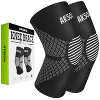 Knee Brace for Women Men (Pair) - AKSOLO Anti Allergy Compression Sleeve (Black, XXL(20.50"-22.83"))