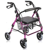 Yadianna Collapsible Walker Assisted Walking Frame Purple Disabled Elderly Shopping Cart Four-Wheeled Trolley Non-Slip Walking Stick with Hospital
