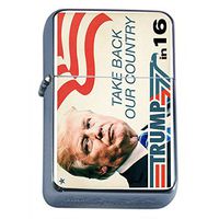 Donald Trump Flip Top Oil Lighter S8 Smoking Cigarette Smoker Includes Silver Case Presidential Candidate