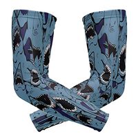 ZZKKO Shark Cooling Arm Sleeves Cover Uv Sun Protection for Men Women Running Golf Cycling Arm Warmer Sleeves 1 Pair