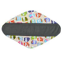 14 Inch Overnight Charcoal Bamboo Mama Cloth/Menstrual Pads/Reusable Sanitary Pads (Yellow Owl)