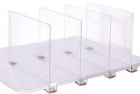 Sooyee 4 PCS Acrylic Shelf Dividers,Perfect for Closets Kitchen Bedroom Cabinets Shelving Separators to Organize Clothes, Books,Towels and Hats, Purses,Thickened Wood Shelf Dividers, Clear