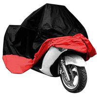 Exlight Motorcycle Cover Universal Protective Outdoor Cover with Storage Bag, Waterproof Dustproof Ultra Violet Protective, Black and Red