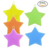 Silicone Dish Scrubber Sponges Washing Cleaning Brush Food-Grade Non Stick Dish Scrubber(Set of 5) (Star)