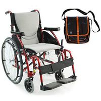 Karman S-Ergo 115 Ultra Lightweight Ergonomic Wheelchair | Seat Size 20" X 17" | Swing Away Footrest | Fixed Wheels in Red & Free Black Medical Utility Bag with Trim!
