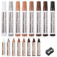 Furniture Repair Markers and Wax Sticks with Sharpener for Stains, Scratches, Wood Floor, Tables, Desks, Maple, Oak, Cherry, Walnut, Grey, White, Black, Mahogany