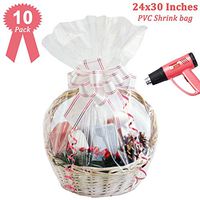 Shrink Wrap Bags for Gift Baskets,24x30 inches Clear PVC Heat Shrink Bags Cellophane Wrap for Packaging,Gift Wrapping 10 Pack