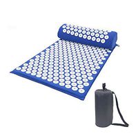 Morenitor Large Yoga Acupressure Mat with Pillow Spike Massage+Bag, Suitable for Massage, Release Muscle Relaxation and Relieve Sciatic, Back, Neck, Headaches (Blue)