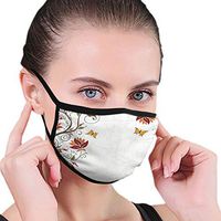 Branches Leaves Artistic Bright Petals Essence Beauty Ornate Print Mouth Mask Earloop Face Mask Fashion Polyester Breathable Mask Windproof Face and Nose Cover - Reusable & Washable