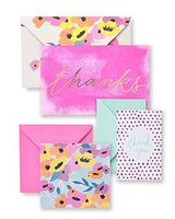 Zoomerang Pink Poppy Thanks & Note Card Set With Gold Foil, 15 count