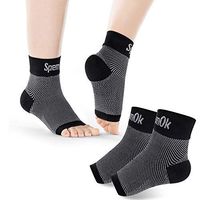 SpemOk Plantar Fasciitis Socks 2 Pairs - Ankle Brace Compression Support Foot Sleeves for Planter Fasciitis, Arch Support, Pain Relief - Open Toe (Black, Medium)