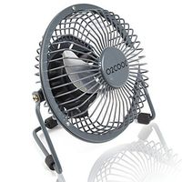 O2COOL 4" USB Personal Desk Fan - Portable Mini Table Cooling Fan - Plugs into Computer - Adjustable 360° Tilt, Quiet, Rubber Grip Feet - Grey