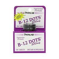 Twinlab B-12 Dots Vitamin B-12, 500mcg, 250 Tablets, Dietary Supplement, Supports Natural Energy Production
