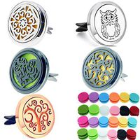 5 PCS car Aromatherapy Fragrance Essential Oil Diffuser Vent Clip Stainless Steel locket with 60 Replacement Felt pad (H10)