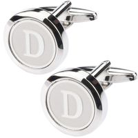 Dannyshi Mens Classic Stainless Steel Initial Cufflinks 26 Alphabet Initial Letter Cufflinks Business Wedding Shirts A-Z (D)