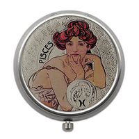 Pill Box with Vintage Zodiac Sign Design | Compact Pill case for Pocket or Purse