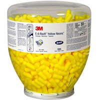 3M Ear Plugs, 500 Pairs/Refill Bottle for One Touch Dispenser, E-A-Rsoft Yellow Neons 391-1004, Uncorded, Disposable, Foam, NRR 33, Drilling, Grinding, Machining, Sawing, Sanding, Welding