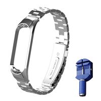 OLLIVAN for Xiaomi Mi Band 4 Strap, Mi Band 4 Mi Band 3 Wristbands Metal Replacement Bracelet Accessories Adjustable Wrist Straps for Xiaomi Mi Band 4 Mi Band 3 -No Tracker (Silver)